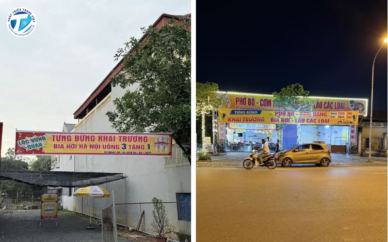 Băng rôn khai trương quán bia